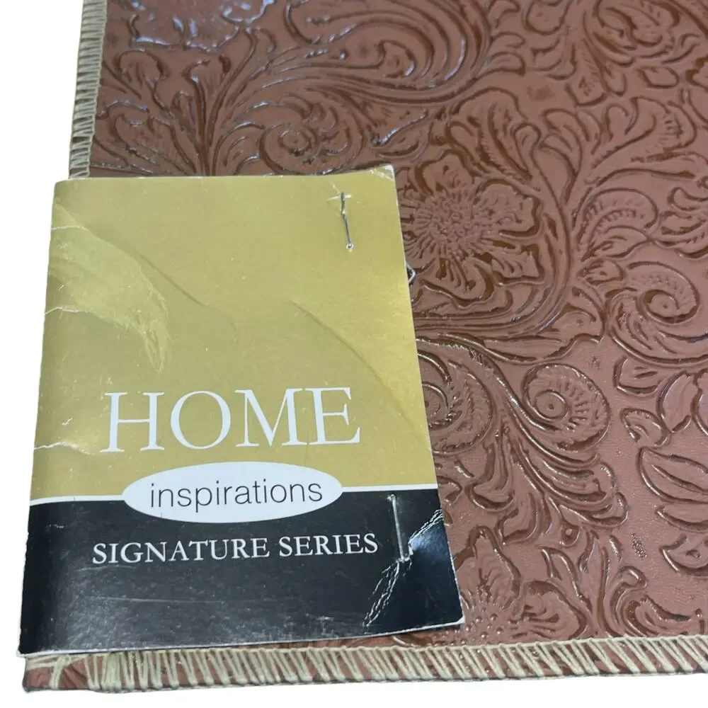 Embossed Tooled Faux Leather Upholstery Sample 18x18 Laredo Mink PVC New